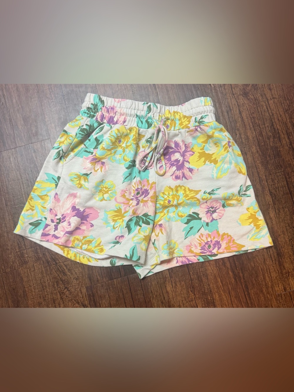 Who What Wear Pastel Floral Drawstring Shorts - Yellow, Pink, Mint, Purple